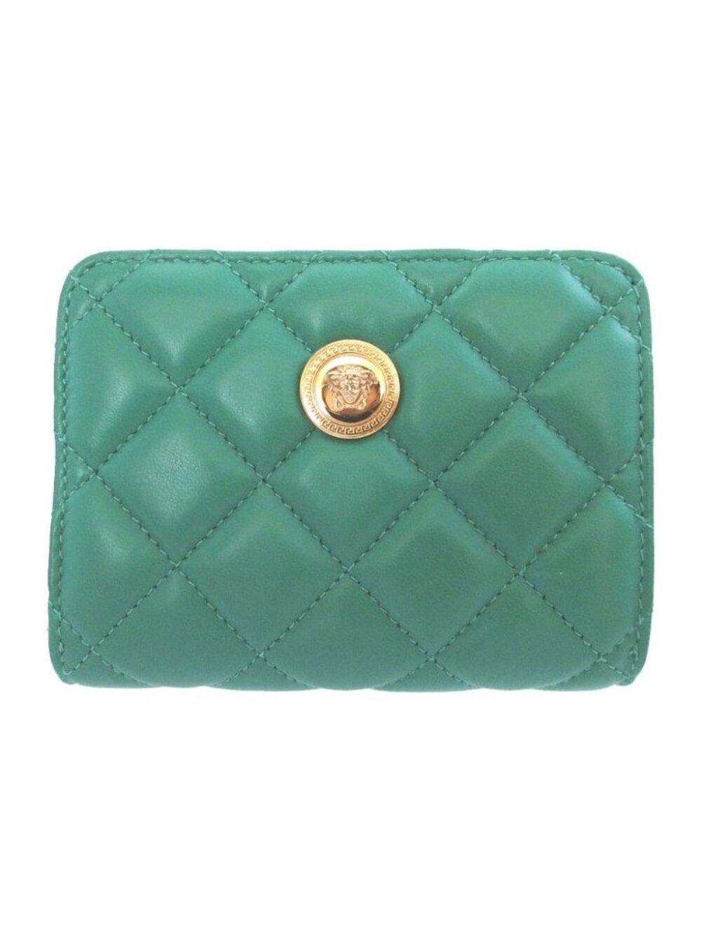 Versace Medusa Quilted Leather Green Bifold Wallet